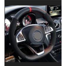 Gürler Oto Kılıf ve Aksesuar Opel Corsa D Alkantra Karbon Kırmızı Yüzük Dikme Direksiyon Kılıf