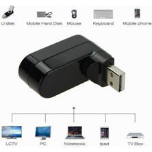 Wozlo 3 Port 180 Derece Dönebilen Dirsek USB Hub Çoğaltıcı Çoklayıcı Pc Laptop