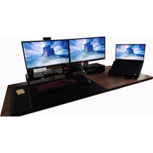 Wooden Gold Oyuncu Monitörleri Için 22 cm Yükseklikte Stand Siyah 55 cm x 21 cm Üst Tablalı