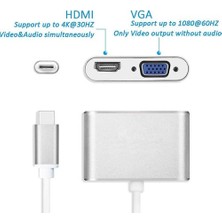 Brs Type C To 4K HDMI VGA Çevirici Adaptör