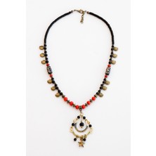 Lila Rosa Yıldız Figürlü Etnik Otantik Kolye