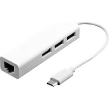 Brs Type-C USB 3.1 Ethernet To USB 2.0 3 Port Hub + Ethernet Adapter