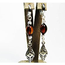 Lilah Gümüş Tr Gümüş Kehribar Hareli Kehribar Otantik Kadın Küpesi