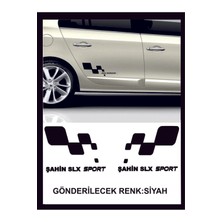 Eyba Sticker Şahin Slx Sport Damalı Sağ-Sol Takım 2 Adet Oto Sticker 30X16 cm
