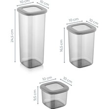 Vienev Etiketli Kare Erzak Saklama Kabı 9'lu Set 3x(0,55 Litre, 1,2 Litre, 1,75 Litre) Antrasit