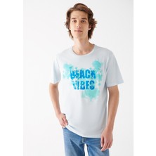 Mavi  Beach Vibes Baskılı Mavi Tişört 0610463-70795