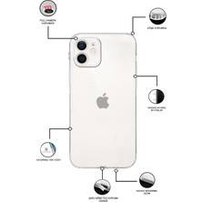 Case World Apple iPhone 12 ile Uyumlu Kapak Kamera Korumalı Tıpalı Şeffaf Silikon ile Uyumlu Kılıf