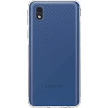 Case World Samsung Galaxy A01 Core ile Uyumlu Kapak Kamera Korumalı Tıpalı Şeffaf Silikon ile Uyumlu Kılıf