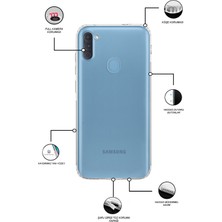 Case World Samsung Galaxy A11 ile Uyumlu Kapak Kamera Korumalı Tıpalı Şeffaf Silikon ile Uyumlu Kılıf