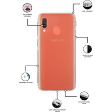 Case World Samsung Galaxy A20E ile Uyumlu Kapak Kamera Korumalı Tıpalı Şeffaf Silikon ile Uyumlu Kılıf