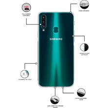 CaseWorld Samsung Galaxy A20S Kapak Kamera Korumalı Tıpalı Şeffaf Silikon Kılıf