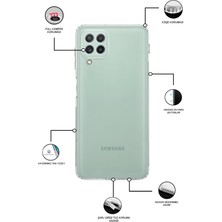 Case World Samsung Galaxy A22 ile Uyumlu Kapak Kamera Korumalı Tıpalı Şeffaf Silikon ile Uyumlu Kılıf