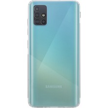 Case World Samsung Galaxy A51 ile Uyumlu Kapak Kamera Korumalı Tıpalı Şeffaf Silikon ile Uyumlu Kılıf