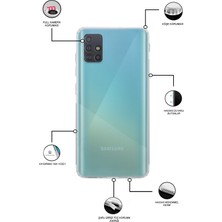 Case World Samsung Galaxy A51 ile Uyumlu Kapak Kamera Korumalı Tıpalı Şeffaf Silikon ile Uyumlu Kılıf