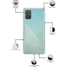 Case World Samsung Galaxy A71 ile Uyumlu Kapak Kamera Korumalı Tıpalı Şeffaf Silikon ile Uyumlu Kılıf