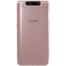 Case World Samsung Galaxy A80 ile Uyumlu Kapak Kamera Korumalı Tıpalı Şeffaf Silikon ile Uyumlu Kılıf