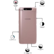 Case World Samsung Galaxy A80 ile Uyumlu Kapak Kamera Korumalı Tıpalı Şeffaf Silikon ile Uyumlu Kılıf