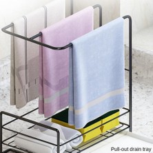Mutfak ve Banyo Çok Fonksiyonlu Tahliye Lavabo Depolama Rafı, Duvara Monte Bulaşık Ücretsiz Yumruk Rafı(Yurt Dışından)