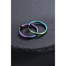 The Collection Unisex Renkli Cerrahi Çelik Deliksiz Fake Piercing Tragus Helix Küpe