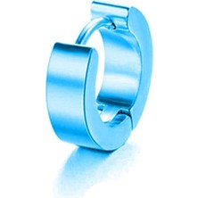 Trend Collection Erkek Gümüş Mavi Halka Çelik Delikli Küpe