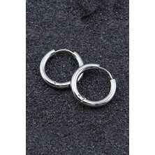 Trend Collection Unisex Cerrahi Çelik Gümüş Renk 12 mm Halka Küpe