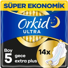 Orkid Ultra Gece Extra Plus (Boy 5) Kanatlı Hijyenik Ped 14'lü