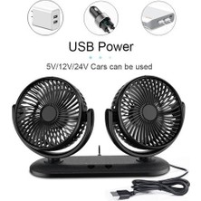 12/24 V Taşınabilir Mini Araba Fan 360 Derece Tüm Yuvarlak Ayarlanabilir Otomatik Hava Soğutma Çift Kafa USB Fanlar Sessiz Küçük Masaüstü Fan | Hayranları(Yurt Dışından)