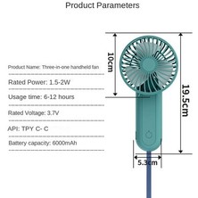 4000 Mah Plastik El Fan, Taşınabilir ve Şarj Edilebilir, Öğrenci Yurtta Küçük Fan Için Uygun(Yurt Dışından)