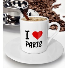 Bk Gift I Love Paris Tasarımlı Türk Kahvesi Fincanı - Model 1