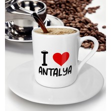 Bk Gift I Love Antalya Tasarımlı Türk Kahvesi Fincanı - Model 1