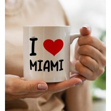 Bk Gift I Love Miami Tasarımlı Beyaz Kupa Bardak