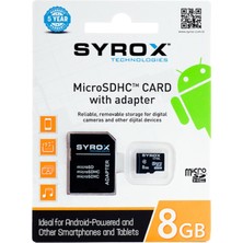 Syrox Mc 8 GB Microsd Adaptörlü Hafıza Kartı