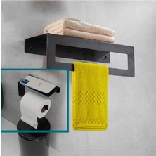 Risingmaber Metal Banyo Havlu Askılığı & Tuvalet Kağıdı Askılığı 2li Set Mat Siyah.