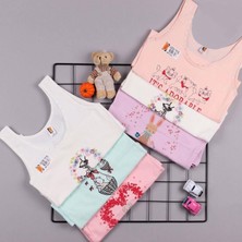 İlke Kız Çocuk Likralı Baskılı Geniş Askılı Atlet 349 6 Adet