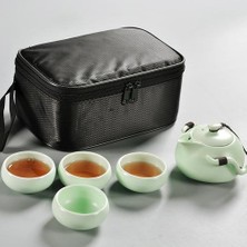 Çay Seti1 Pot 4 Bardak Seyahat Çantası Ding Fırın Çay Setleri Taşınabilir Seyahat Çay Seti Hızlı Fincan Çay Potu Su Isıtıcısı Gaiwan Çay Setleri | Çaydanlıklar (Çay Setleri Yeşil)(Yurt Dışından)