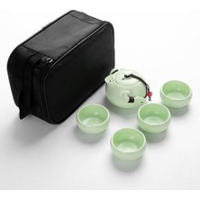 Çay Seti1 Pot 4 Bardak Seyahat Çantası Ding Fırın Çay Setleri Taşınabilir Seyahat Çay Seti Hızlı Fincan Çay Potu Su Isıtıcısı Gaiwan Çay Setleri | Çaydanlıklar (Çay Setleri Yeşil)(Yurt Dışından)
