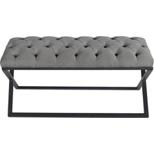 Gazzini Furniture Varcera Bordo Puf Çapraz Metal Ayaklı, Kapitoneli Chester Model Bench