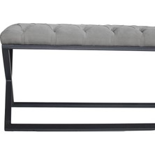 Gazzini Furniture Varcera Bordo Puf Çapraz Metal Ayaklı, Kapitoneli Chester Model Bench