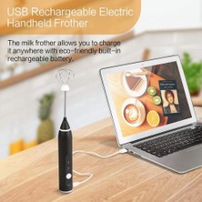 Süt Bilgileri 3 Hızlar Yumurta Çırpıcı USB Şarj Edilebilir Kahve Içecek Çırpma Tişörtlü Mikser Eggbeater Froother Karıştırıcı El Gıda Blender | Sütlü Anneler(Yurt Dışından)