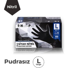 Has-pet Siyah Nitril Pudrasız Large 100'lü