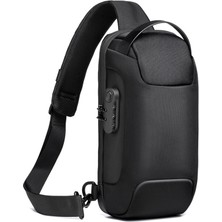 Zhenweixin Store Erkek Hırsızlığa Karşı Siyah Crossbody Çanta, Şifre Kilidi ve USB Şarj Sistemi ile Su Geçirmez Oxford Kumaş Spor Göğüs Çantası (Yurt Dışından)