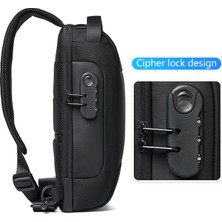 Zhenweixin Store Erkek Hırsızlığa Karşı Siyah Crossbody Çanta, Şifre Kilidi ve USB Şarj Sistemi ile Su Geçirmez Oxford Kumaş Spor Göğüs Çantası (Yurt Dışından)