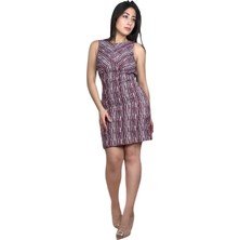 Pikka Online Kadın Bordo Çizgili Mini Elbise