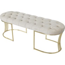 Gazzini Furniture Viego Gold Krem Puf Luxery Metal Gold Ayak Chester Model Yatak Ucu Bench