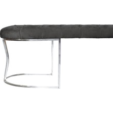 Gazzini Furniture Viego Silver Puf Lüks Metal Gümüş Ayak, Chester Model Yatak Ucu Antrasit Bench