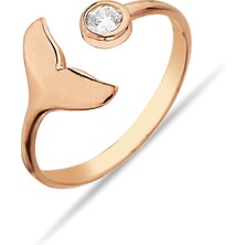 Argentum Concept 925 Ayar Gümüş Balina Kuyruğu Figürlü Rose Yüzük - Y011801