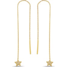 Argentum Concept Altın Kaplamalı 925 Ayar Gümüş Yıldız Figürlü Zincir Küpe - K097801