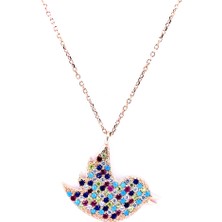 Doğan Silver Doğan Silverkadın Muhabbet Kuşu Mix Taşlı Gümüş Kolye DGN20555