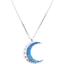 Doğan Silver Doğan Silverkadın Ay Model Turkuaz Taşlı Gümüş Kolye DGN20556