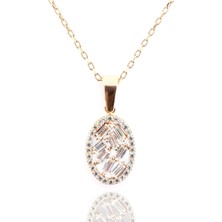 Doğan Silver Doğan Silverkadın Gümüş Baget Taşlı Rose Kolye DGN20542